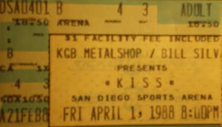 Ticket from San Diego, CA, USA 01 April 1988 show