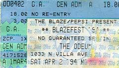 Ticket from Villa Park (Chicago), IL, USA 02 April1994 show