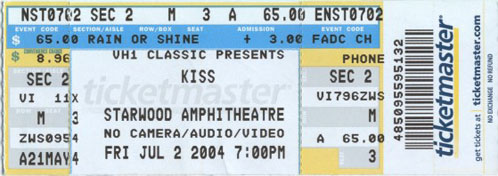 Ticket from Nashville, TN, USA 02 July 2004 show