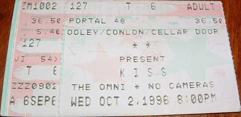 Ticket from Atlanta, GA, USA 02 October 1996 show