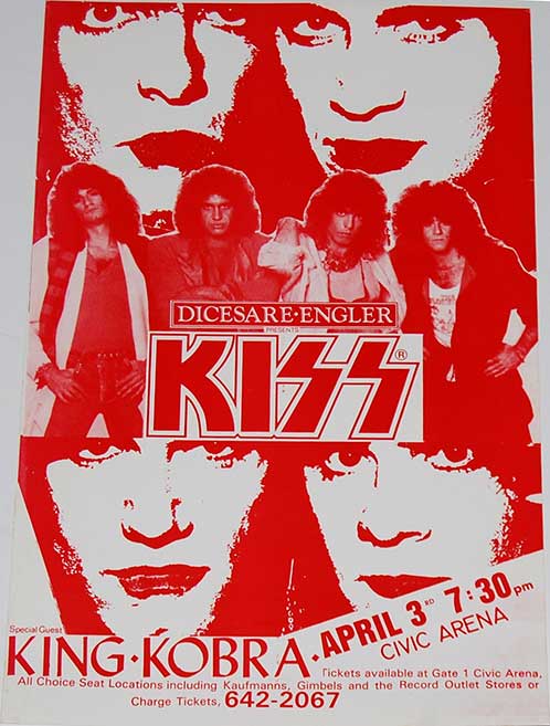 Poster from Pittsburgh, PA, USA 12 April 1986 show (showing original date of 03 April 1986 before reschedule)