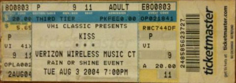 Ticket from Birmingham, AL, USA 03 August 2004 show