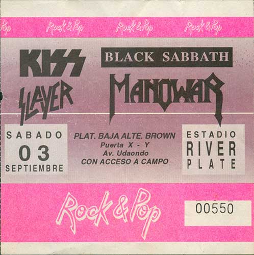 Ticket from Buenos Aires, Argentina 03 September 1994 show