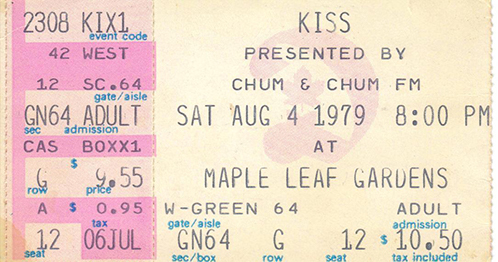 Ticket from Toronto, Canada 04 August 1979 show