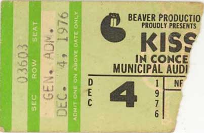 Ticket from New Orleans, LA, USA 04 December 1976 show