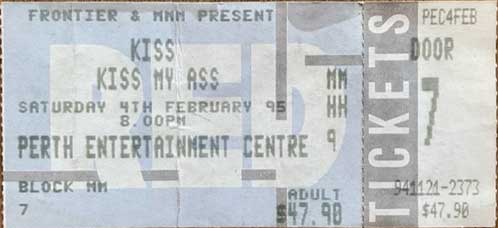 Ticket from Perth, Australia 04 February 1995 show