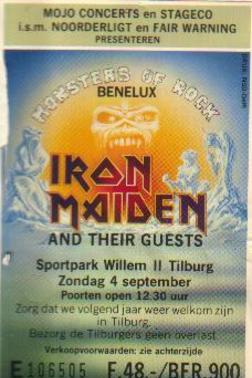 Ticket from Tilburg, Netherlands 04 September 1988 show