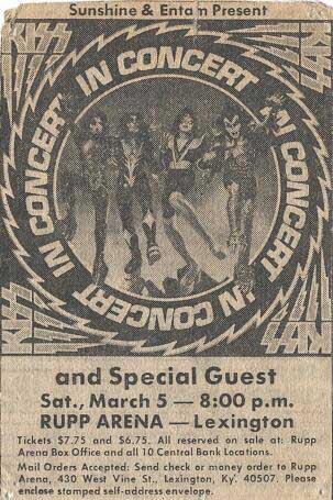 Advert from Lexington, KY, USA 05 March 1977 show