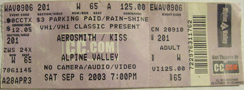 Ticket from East Troy, WI, USA 06 September 2003 show