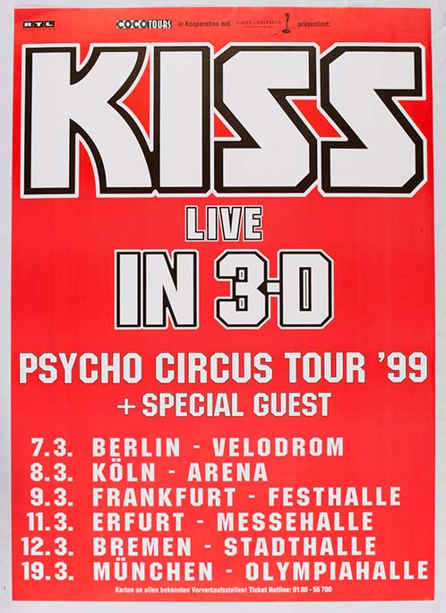 Poster from Bremen, Germany 12 March 1999 show