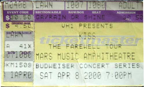 Ticket from West Palm Beach, FL, USA 08 April 2000 show
