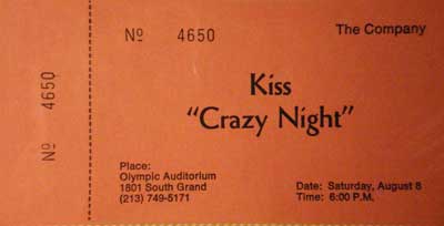Ticket from Los Angeles, CA, USA 08 August 1987 show