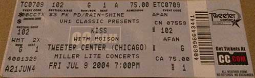 Ticket from Chicago, IL, USA 09 July 2004 show
