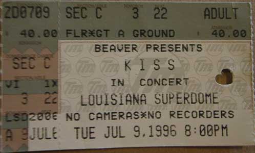 Ticket from 09 July 1996 show New Orleans, LA, USA