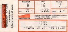 Ticket from Gothenburg, Sweden 10 October 1980 show