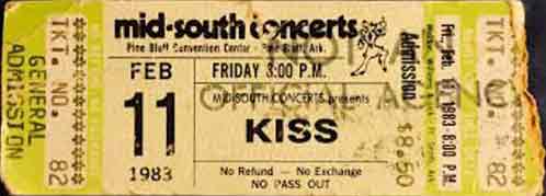 Ticket from Pine Bluff, AR, USA 11 February 1983 show