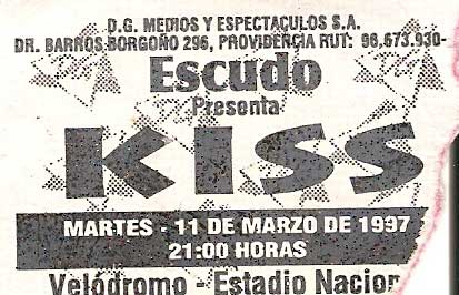 Advert from Santiage, Chile 11 March 1997 show