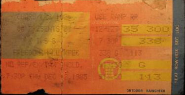 Ticket from Louisville, KY, USA 12 December 1985 show