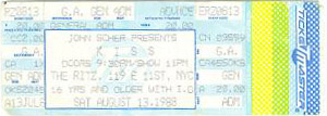 Ticket from New York, NY, USA 13 August 1988 show