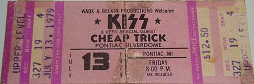 Ticket from Pontiac (Detroit), MI, USA 13 July 1979 show