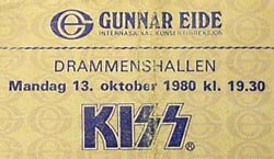 Ticket from Drammen (Oslo), Norway 13 October 1980 show