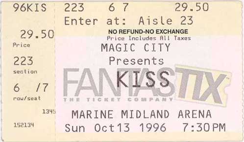 Ticket from Buffalo, NY, USA 13 October 1996 show