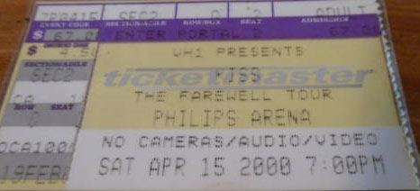Ticket from Atlanta, GA, USA 15 April 2000 show