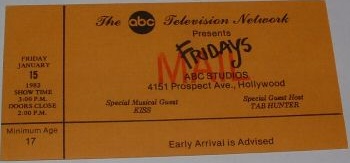 Ticket from 15 January 1982 show Los Angeles, CA, USA