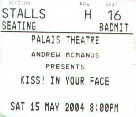 Ticket from 15 May 2004 show Melbourne, Australia