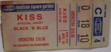 Ticket from New York, NY, USA 16 December 1985 show