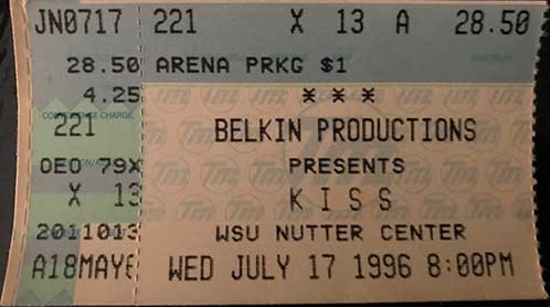 Ticket from Dayton, OH, USA 17 July 1996 show