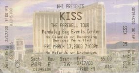 Ticket from Las Vegas, NV, USA 17 March 2000 show