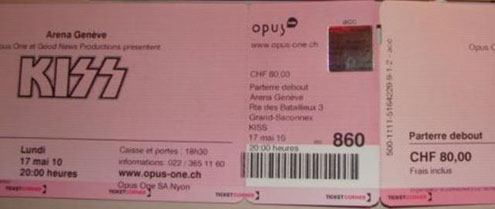 Ticket from Geneva, Switzerland 17 May 2010 show