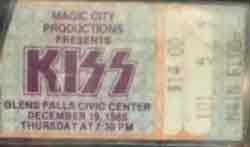 Ticket from Glens Falls, NY, USA 19 December 1985 show