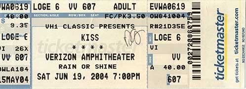 Ticket from Irvine (Los Angeles), CA, USA 19 June 2004 show