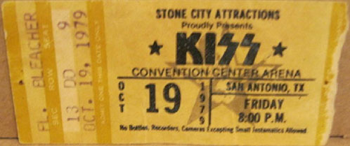 Ticket from San Antonio, TX, USA 19 October 1979 show