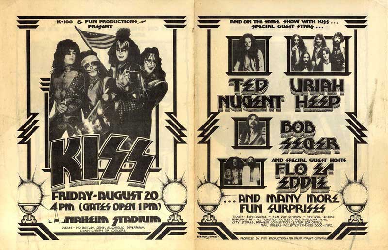 Poster from Anaheim, CA, USA 20 August 1976 show