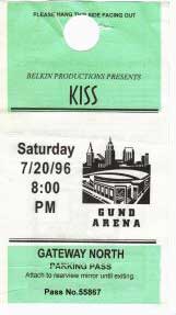 Parking pass from 20 July 1996 show Cleveland, OH, USA