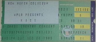 Ticket from New Haven, CT, USA 21 December 1985 show