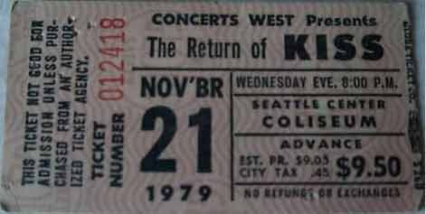Ticket from Seattle, WA, USA 21 November 1979 show