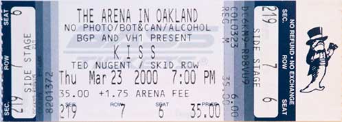 Ticket from Oakland, CA, USA 23 March 2000 show