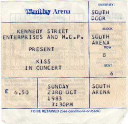 Ticket from London, England 23 October 1983 show