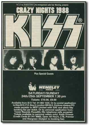 Advert from London, England 24 September 1988 show