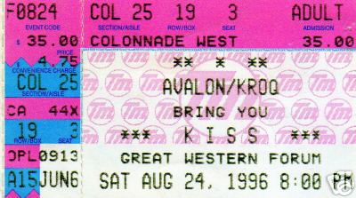 Ticket from Los Angeles, CA, USA 24 August 1996 show