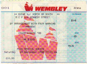 Ticket from London, England 24 September 1988 show