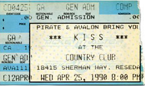 Ticket from 25 April 1990 show Los Angeles, CA, USA
