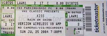 Ticket from Virginia Beach, VA, USA 25 July 2004 show