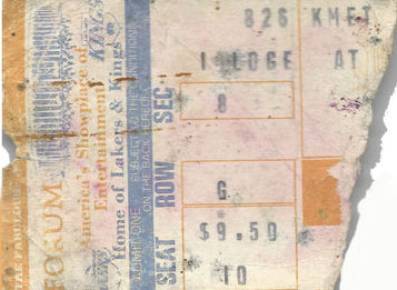 Ticket from Inglewood, Los Angeles, CA, USA 26 August 1977 show
