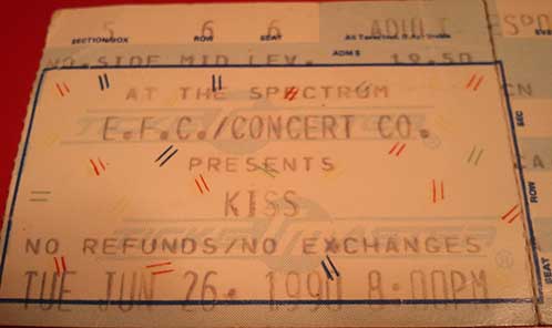 Ticket from Philadelphia, PA, USA 26 June 1990 show