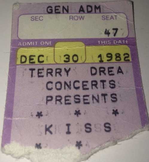 Ticket from Sioux City, IA, USA 30 December 1982 show